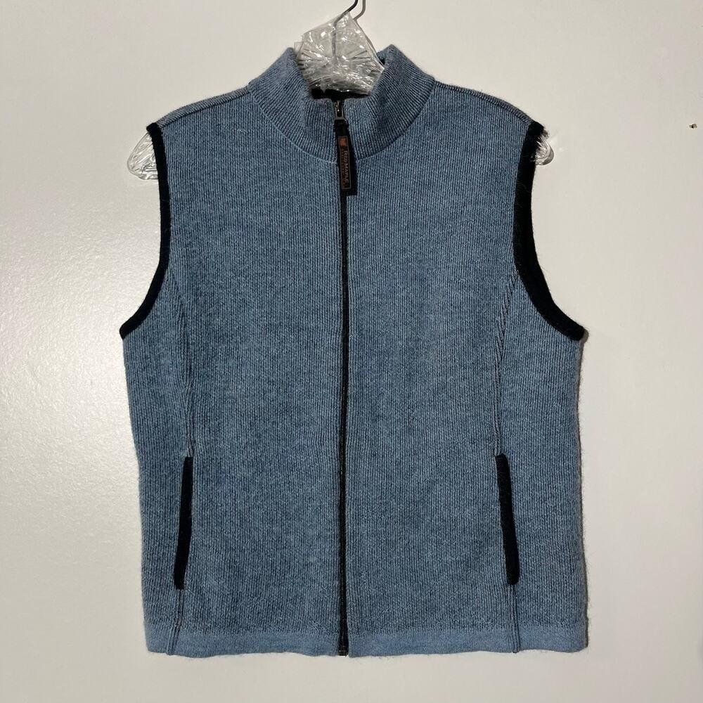 Red Maple Sportswear Blue Alpaca Cotton Full Zip Sweater Vest Small Peru M61